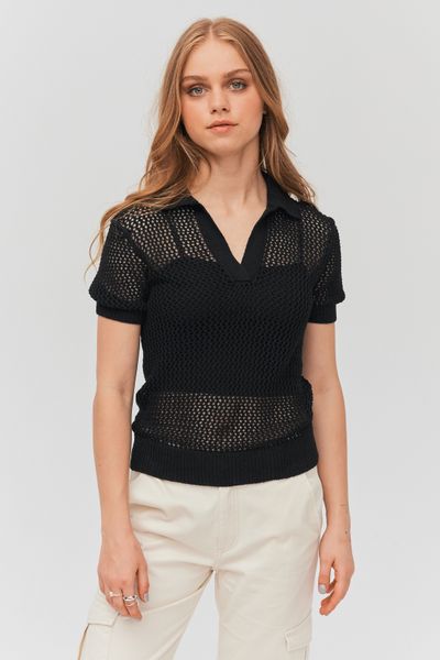 Polo en tricot ajouré