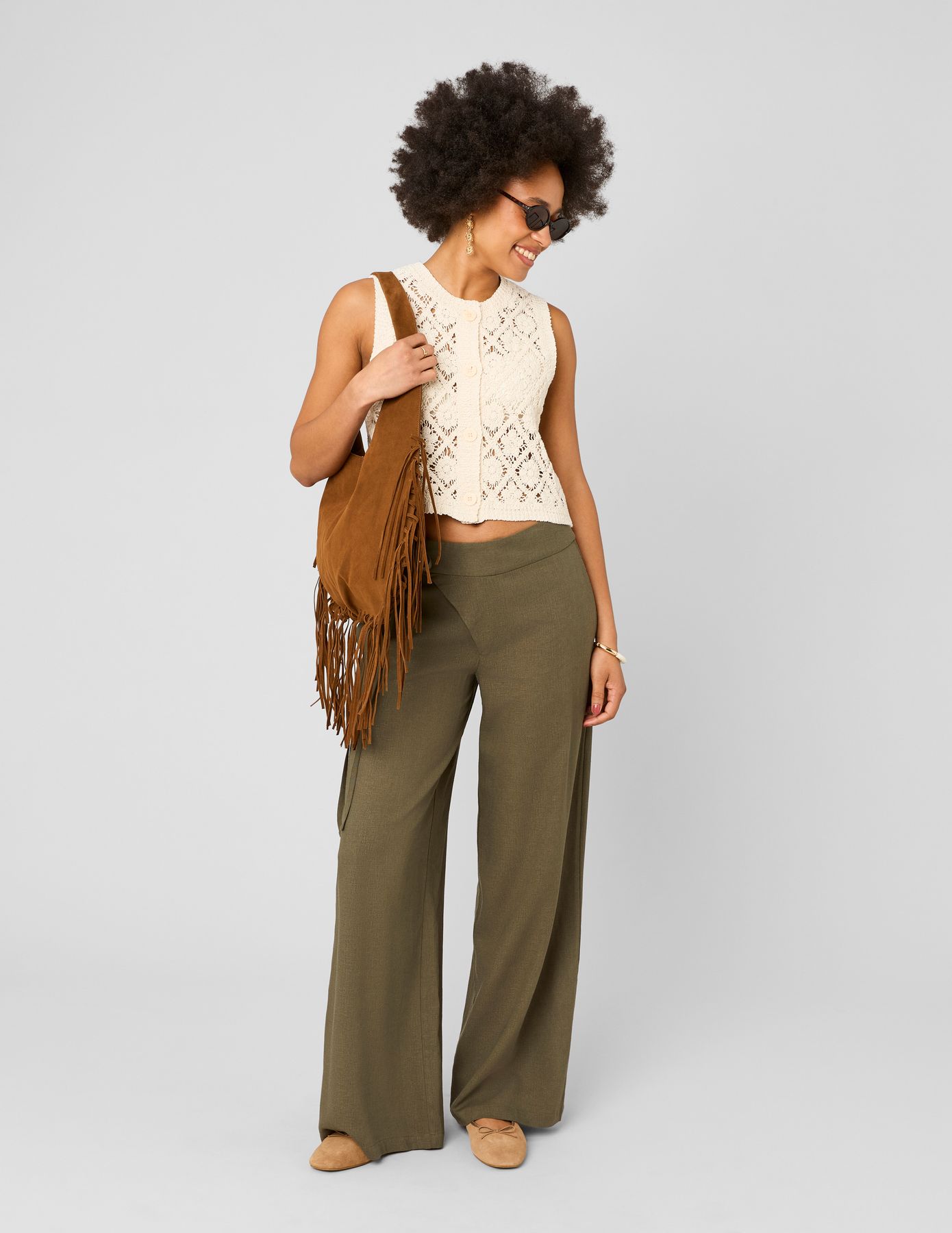 Pantalon fluide pan asym&eacute;trique