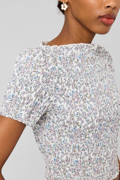 Top smock&eacute; &agrave; imprim&eacute;