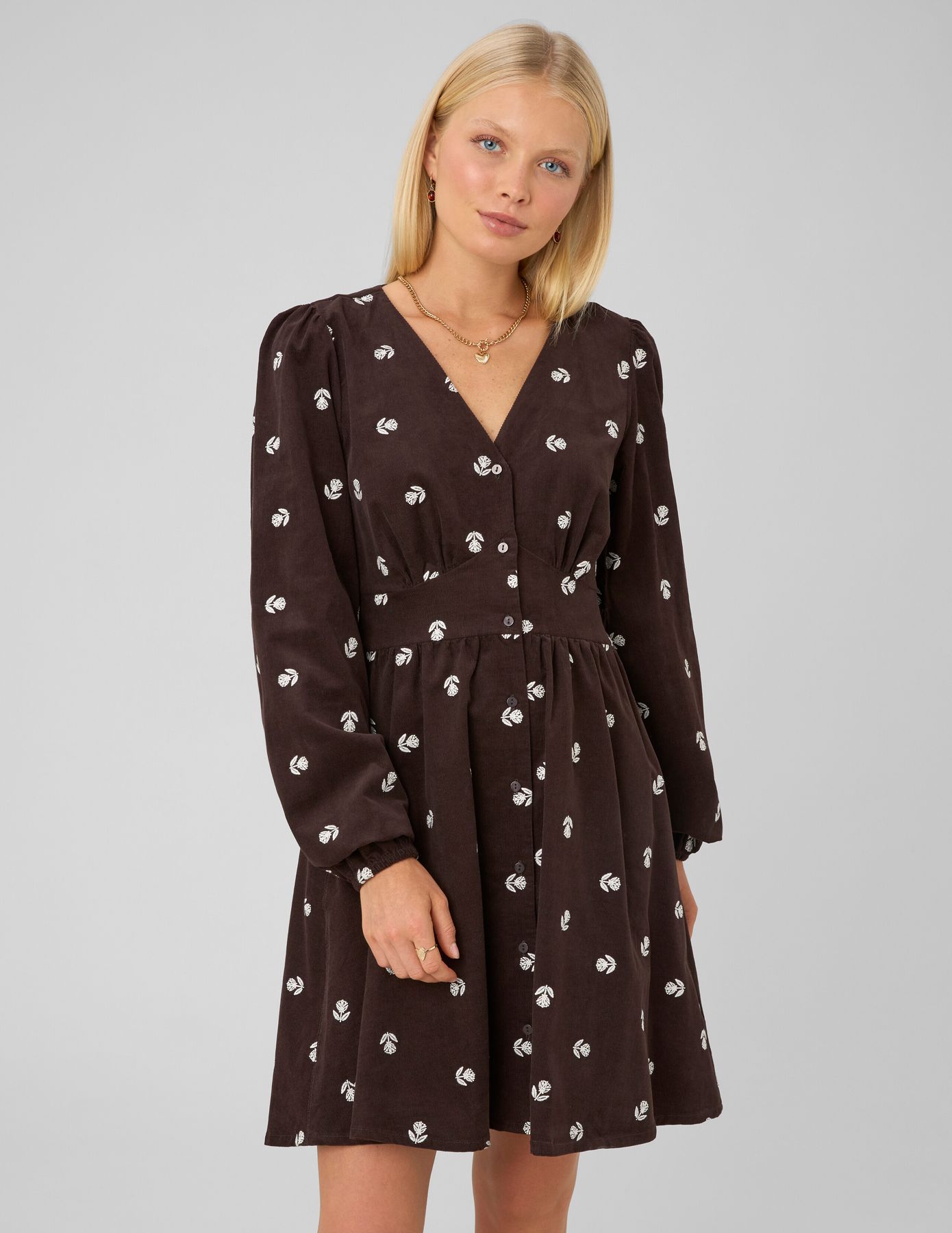 Robe courte en velours imprim&eacute;e