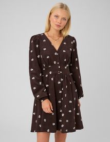 Robe courte en velours imprim&eacute;e