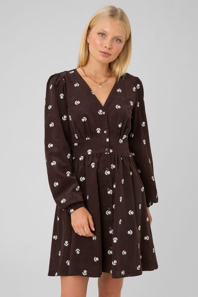 Robe courte en velours imprim&eacute;e