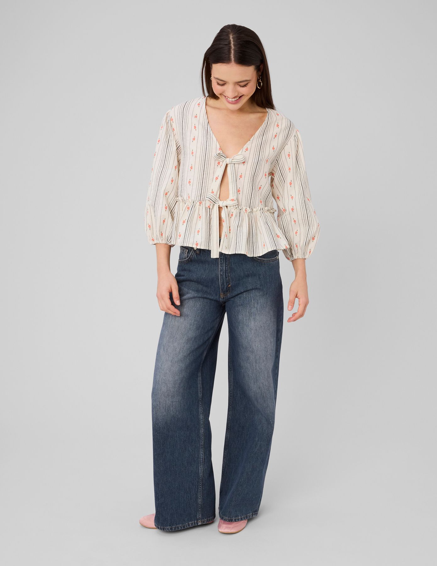 Blouse imprim&eacute;e &agrave; nouer