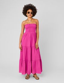 Robe longue smock&eacute;e