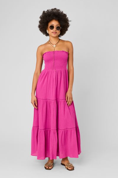 Robe longue smock&eacute;e