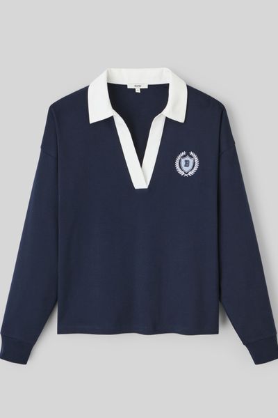T-shirt col polo broderie poitrine