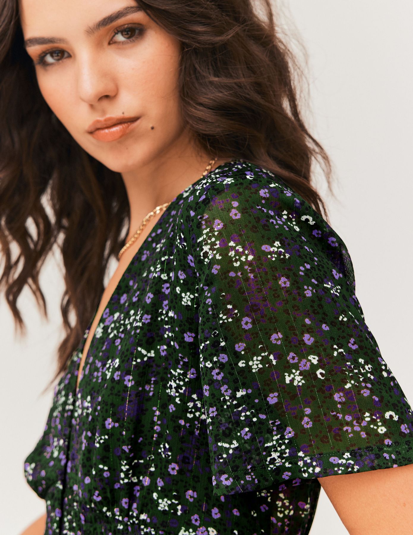 Robe courte imprimée en polyester recyclé
