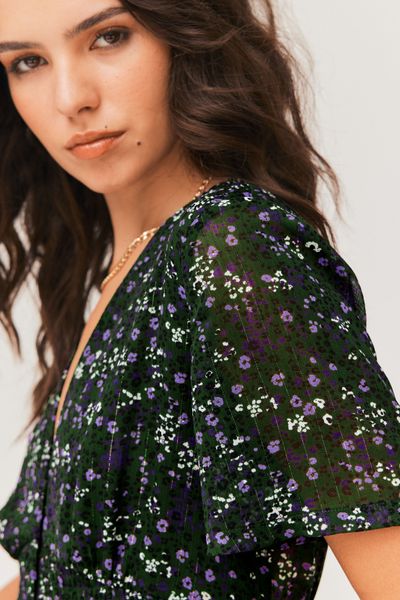 Robe courte imprimée en polyester recyclé