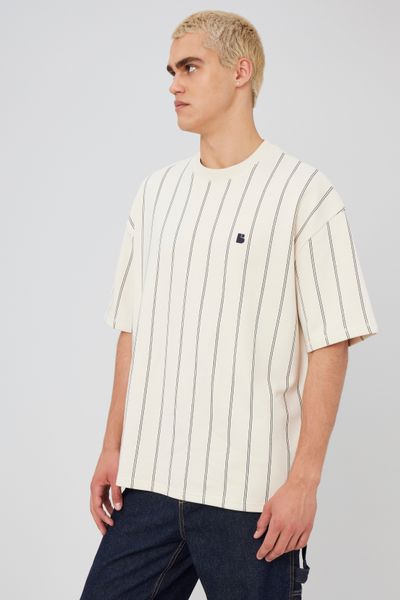 T-shirt broderie poitrine rayé