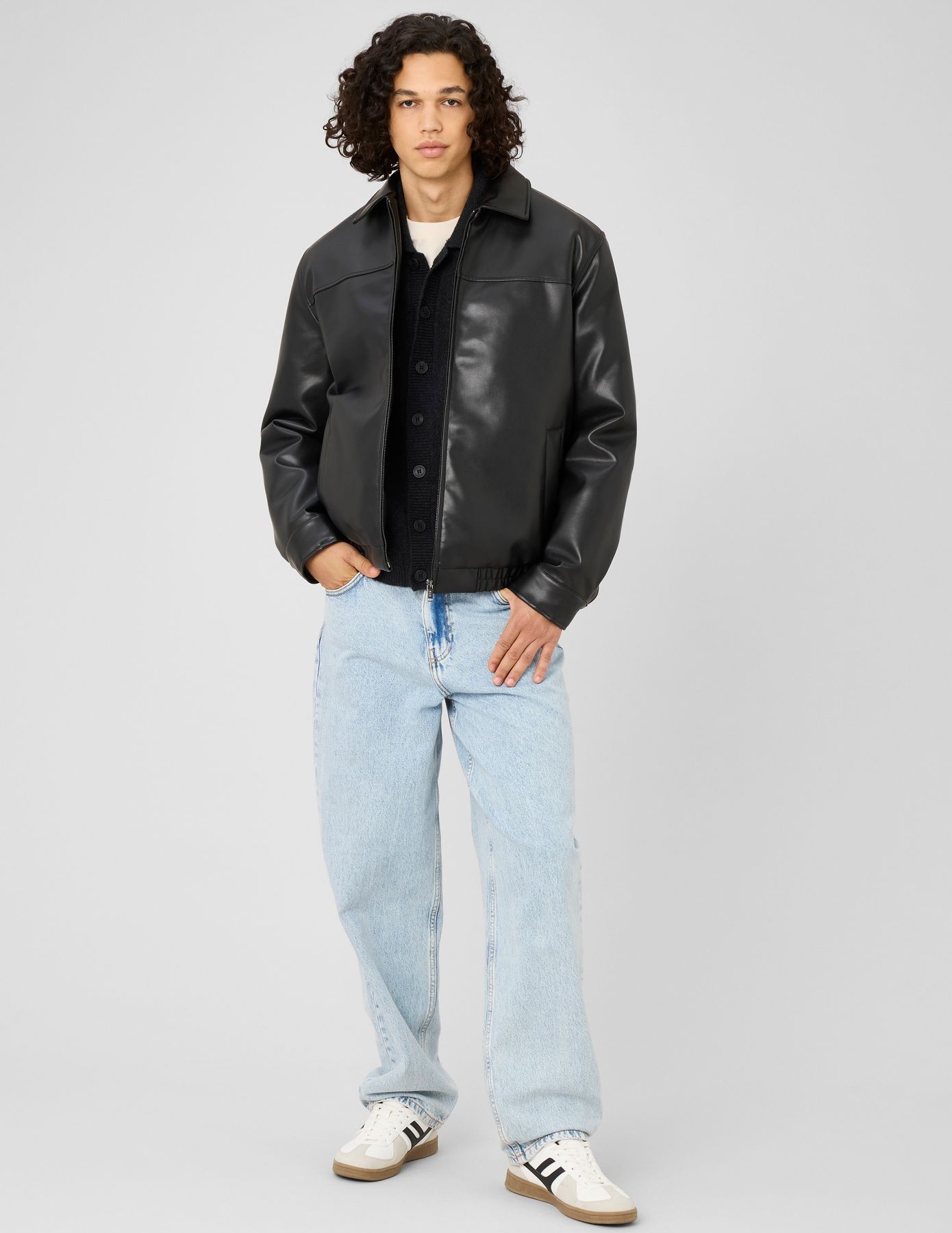 Blouson zipp&eacute; tissu enduit