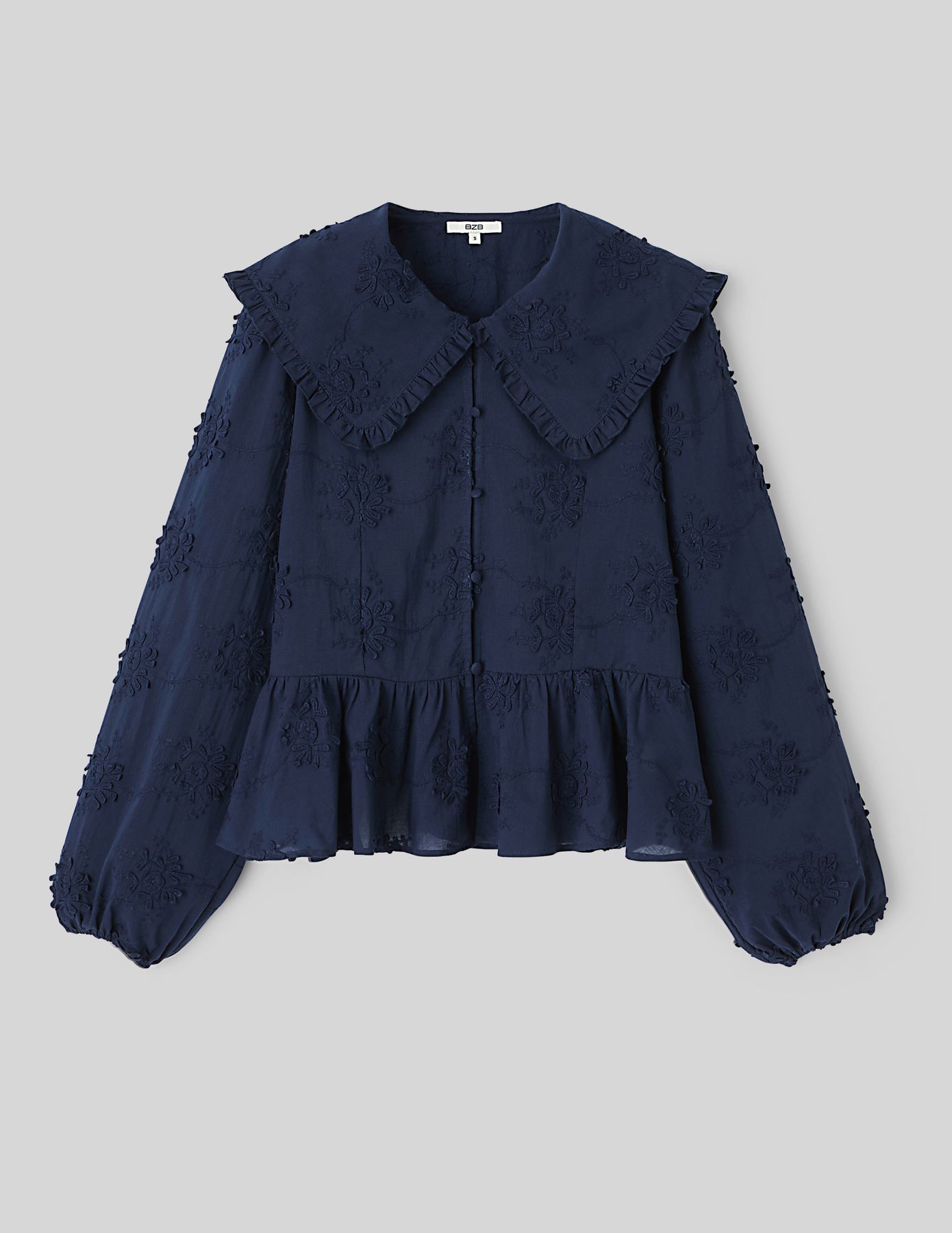 Chemise maxi col broderie 3D