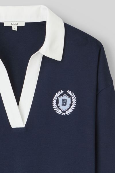 T-shirt col polo broderie poitrine