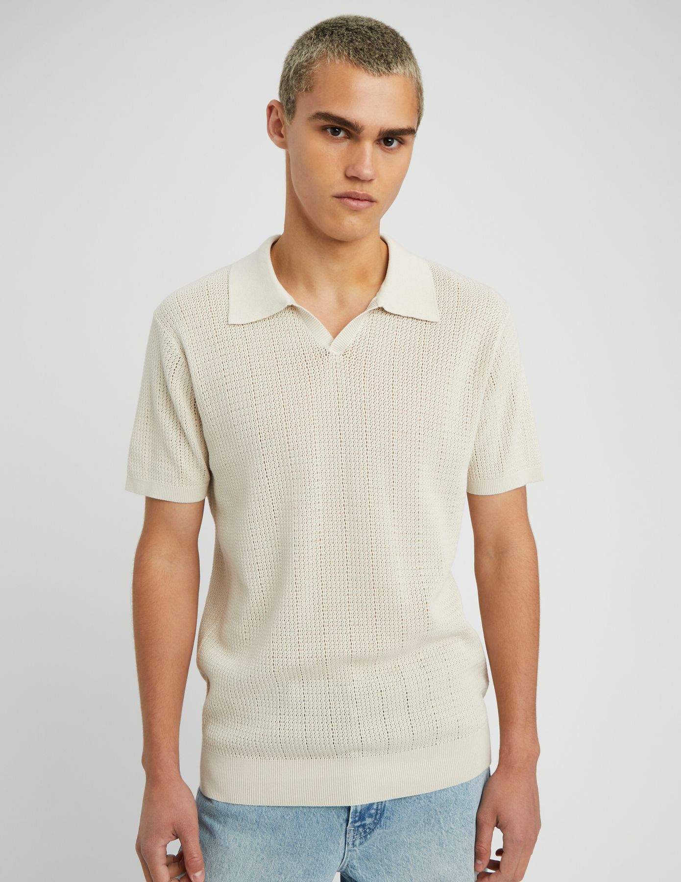 Polo maille ajour&eacute;e