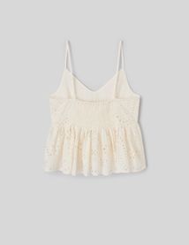 Top fines bretelles en broderie anglaise