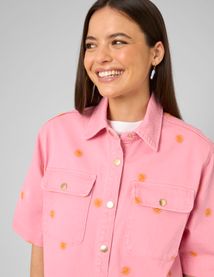 Veste en twill brod&eacute;e