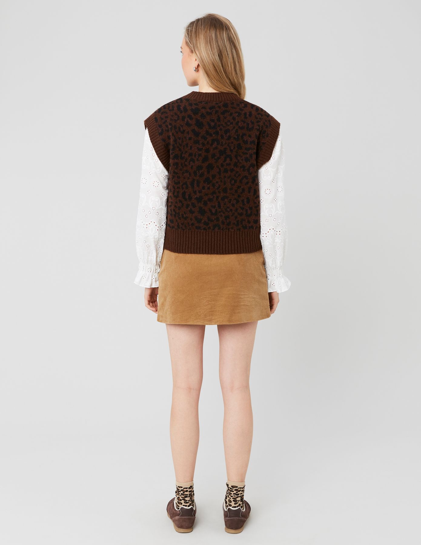 Pull sans manches léopard