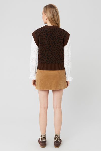 Pull sans manches léopard