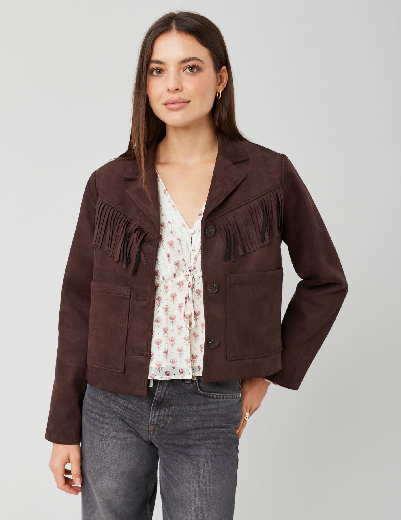 Veste su&eacute;dine &agrave; frange