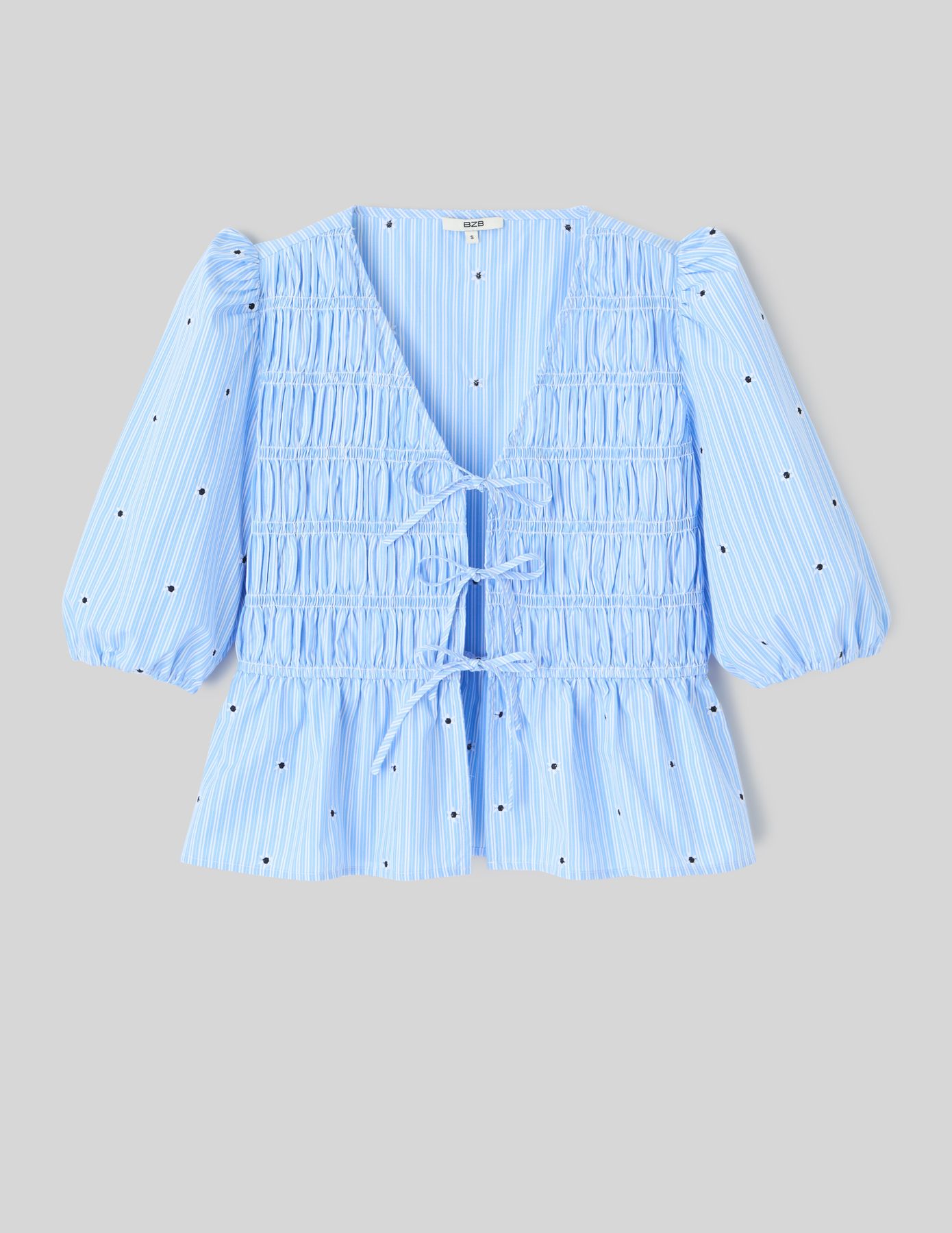 Blouse &agrave; nouer motif ray&eacute;