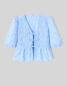 Blouse &agrave; nouer motif ray&eacute;