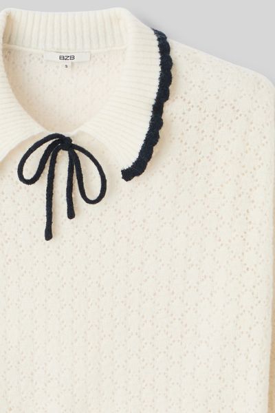 Pull col polo ajouré
