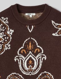 Pull jacquard fleurs