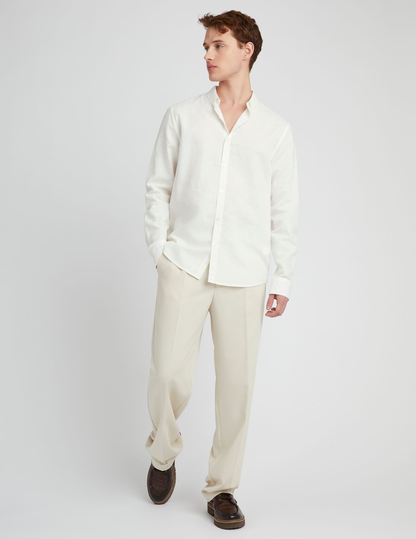 Chemise coton lin unie