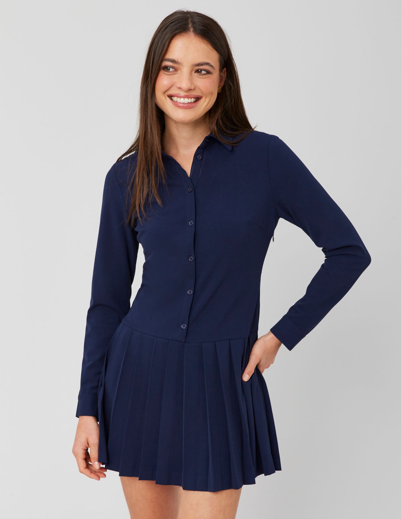 Robe chemise plissée