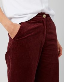Pantalon wide leg velours cropped