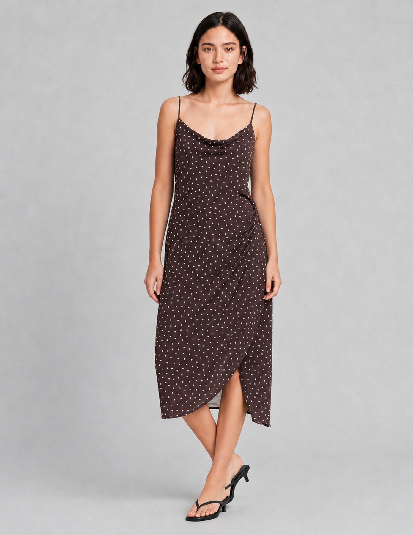 Robe longue imprim&eacute;e pois