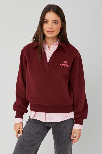Sweat col polo broderie poitrine