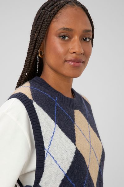 Pull sans manches jacquard