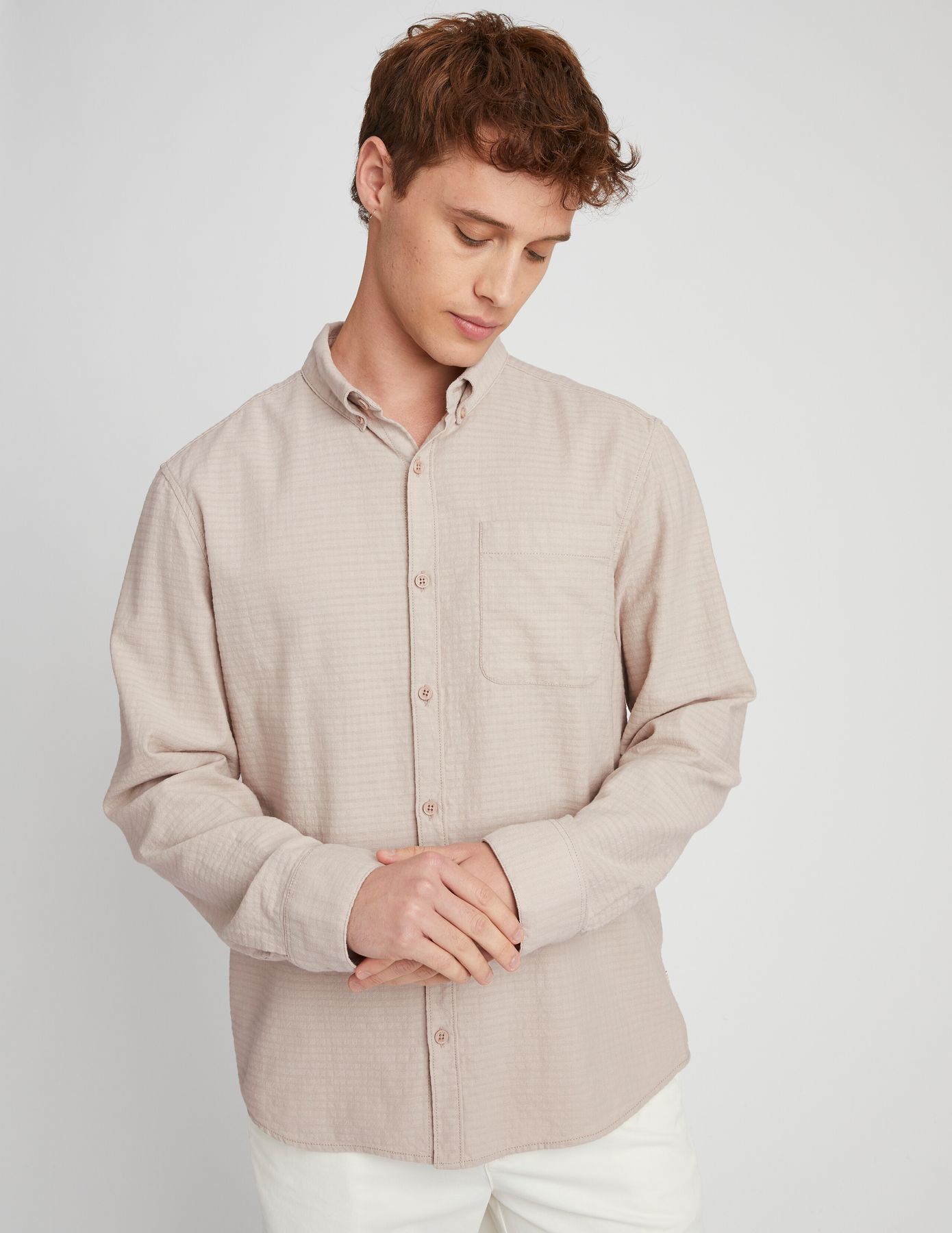 Chemise texturée unie droite