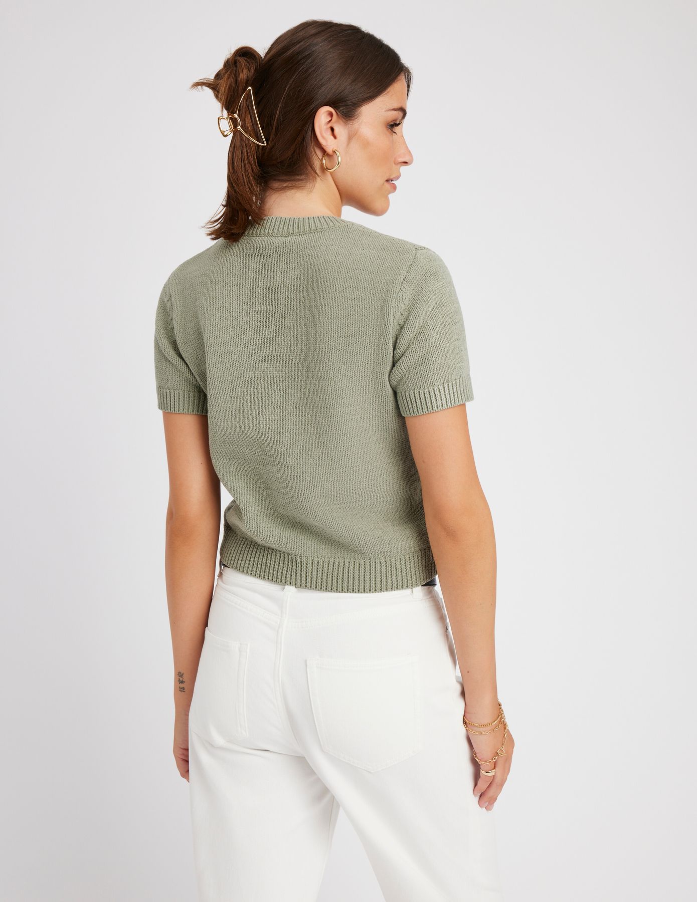 Pull col rond manches courtes