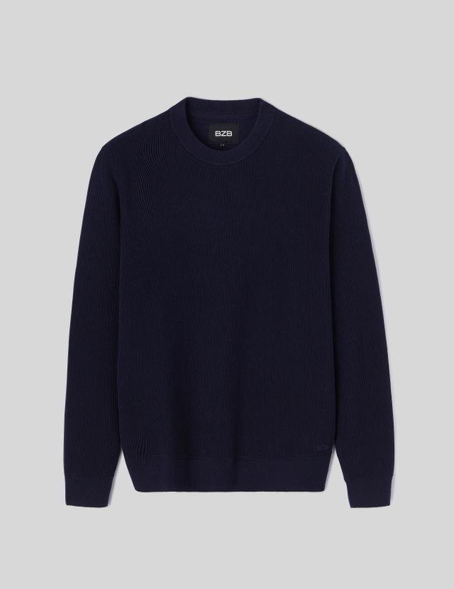 Pull col rond maille côtelée