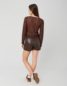 T-shirt manches longues en dentelle