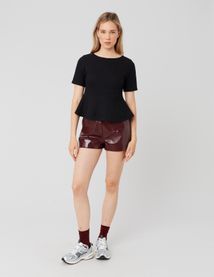 T-shirt peplum en tweed