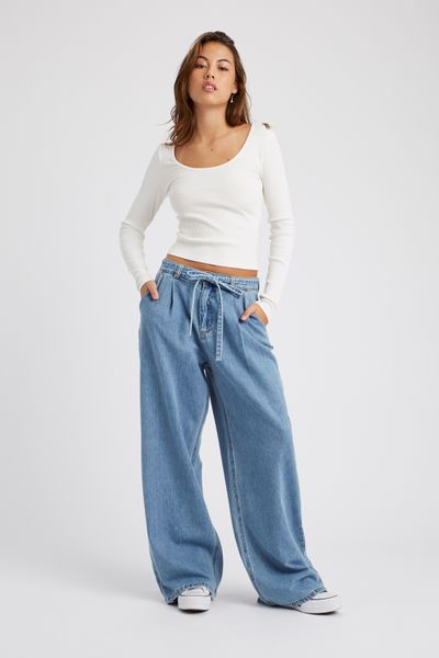 Jean wide leg &agrave; pinces