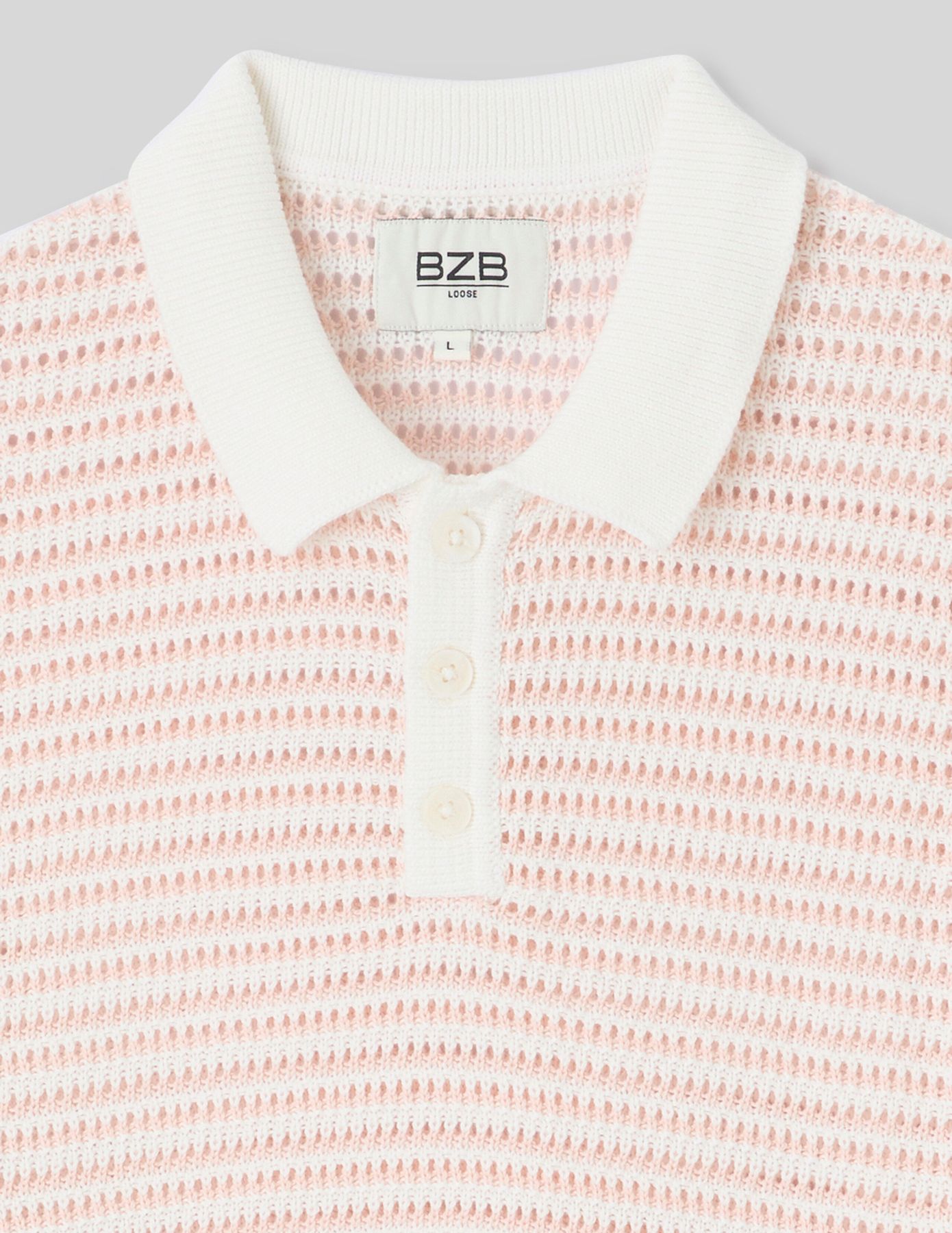 Polo en maille ajour&eacute;e ray&eacute;e