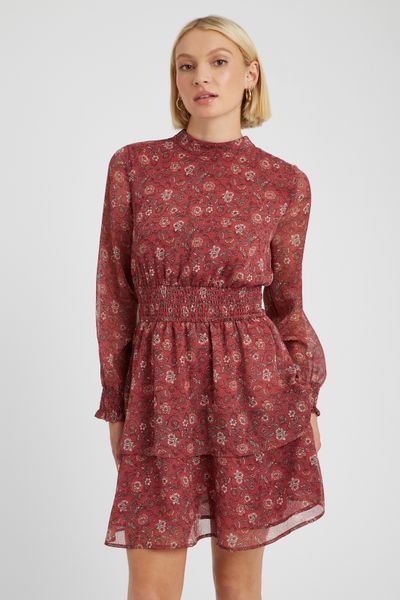Robe courte imprimée col montant