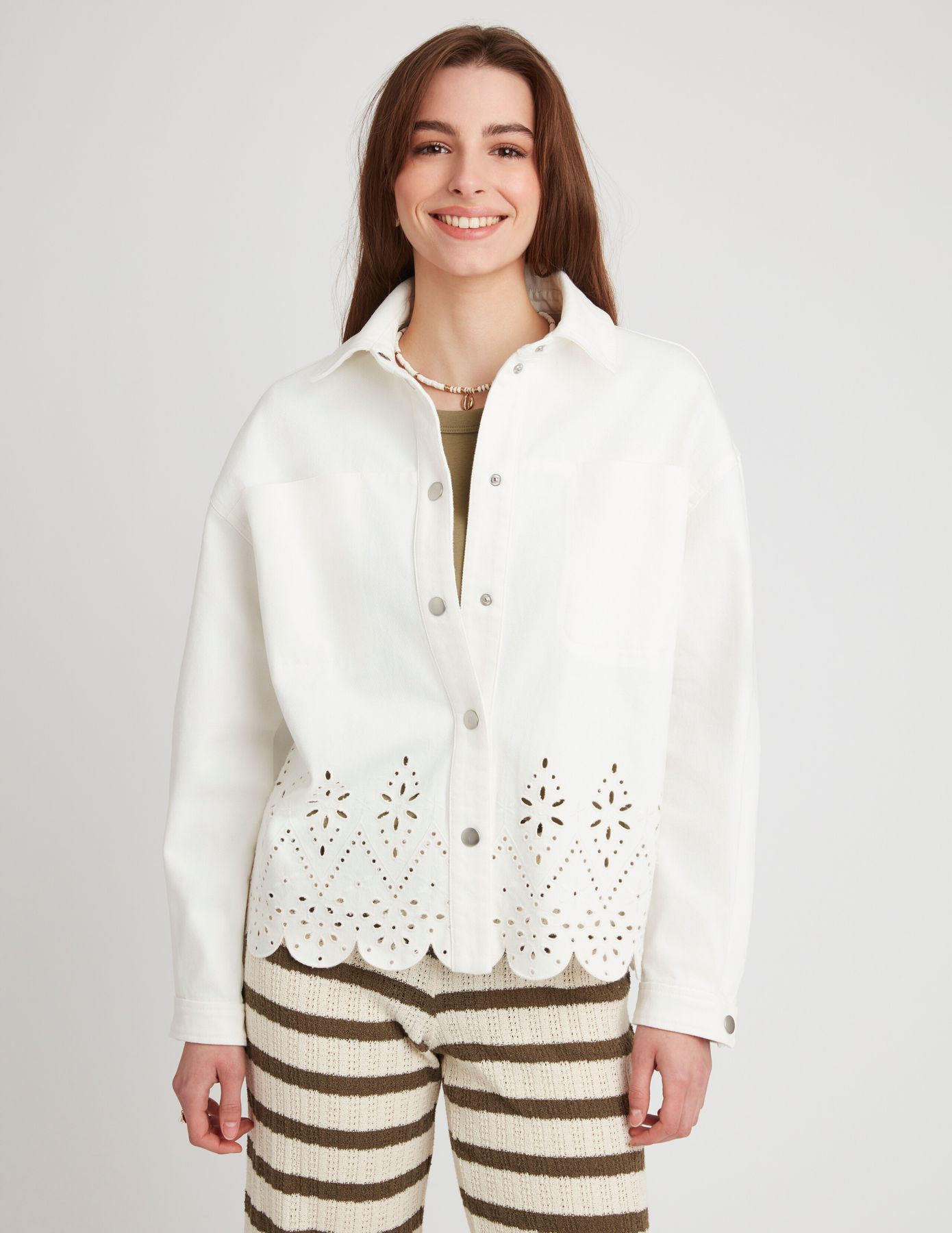 Veste twill broderie anglaise