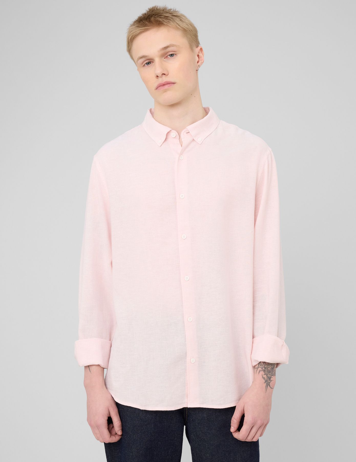 Chemise manches longues viscose lin