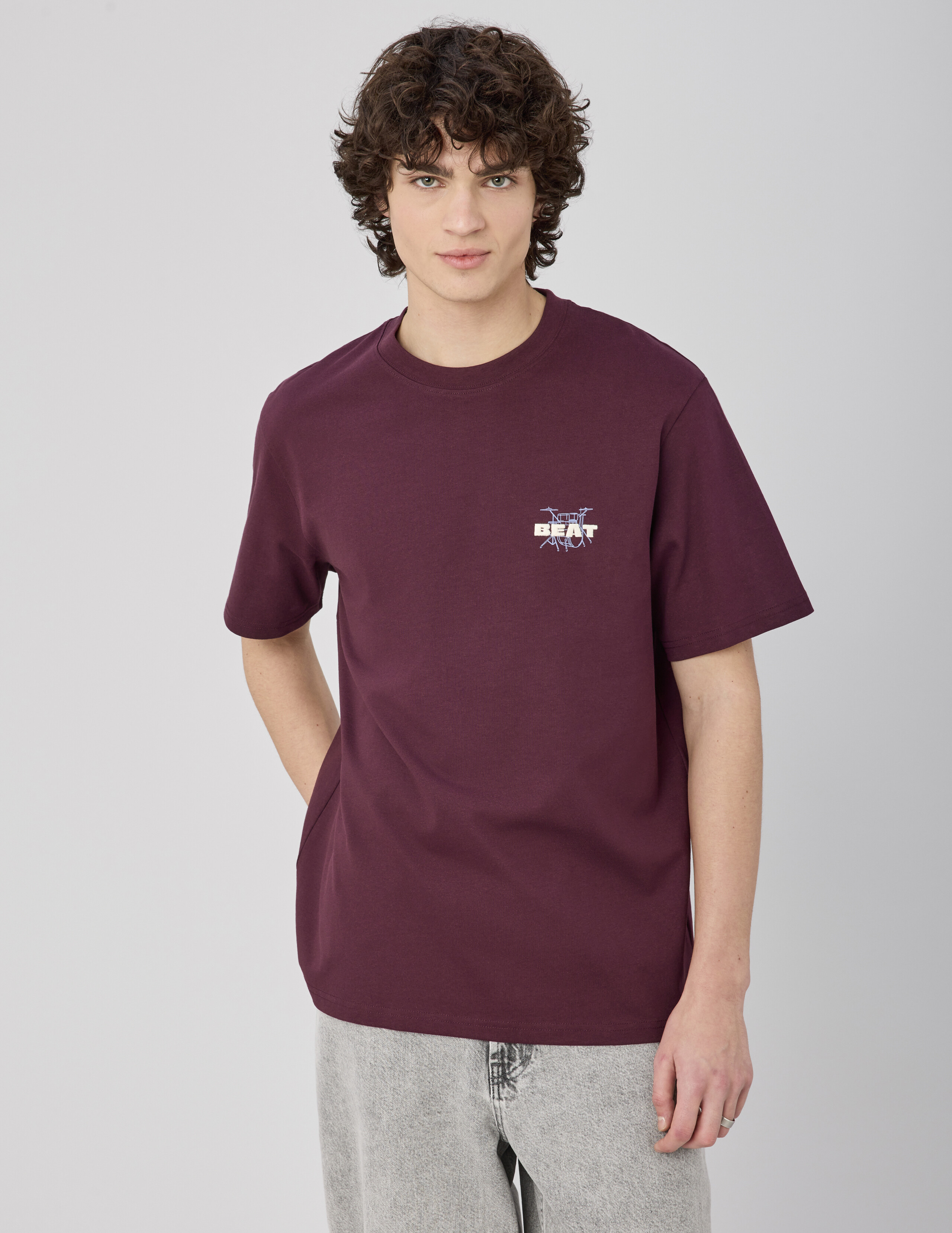 T-shirt animation poitrine Lie de vin | BZB