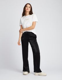 Pantalon satin plissé