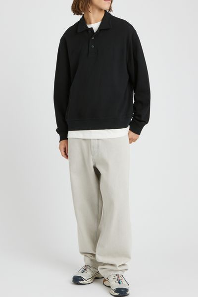 Sweat col polo gaufr&eacute;