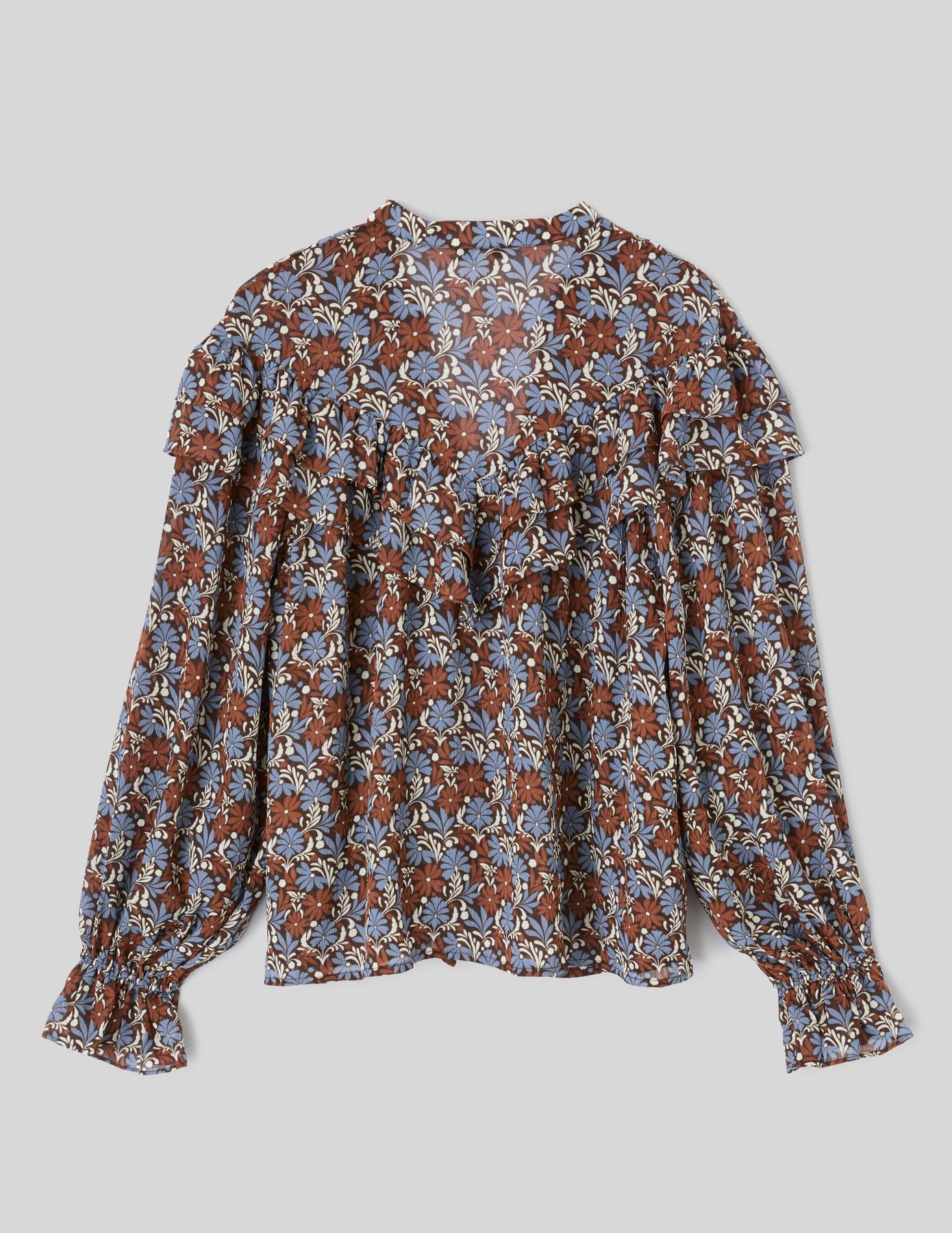 Blouse imprim&eacute;e volant&eacute;e