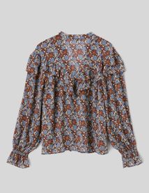 Blouse imprim&eacute;e volant&eacute;e