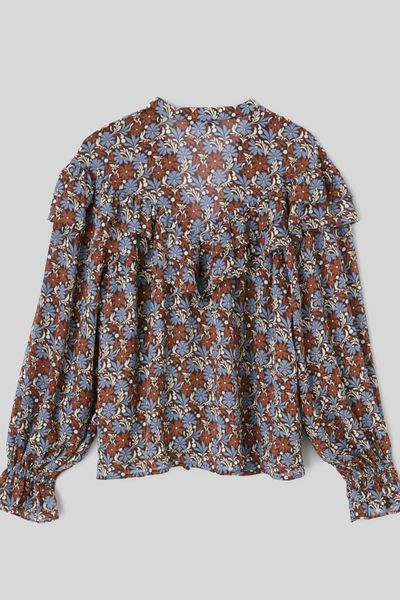 Blouse imprim&eacute;e volant&eacute;e