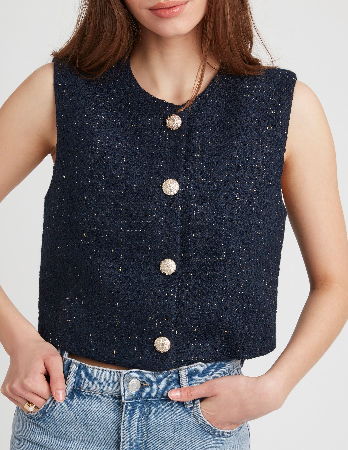 Gilet sans manches en tweed
