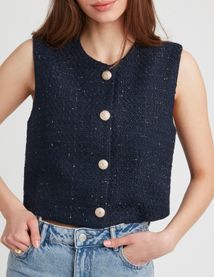 Gilet sans manches en tweed